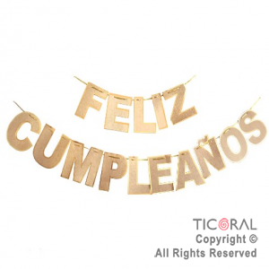 BANDERIN FELIZ CUMPLEAOS LETRAS KRAFT CON GUARDA STAMPING x 1